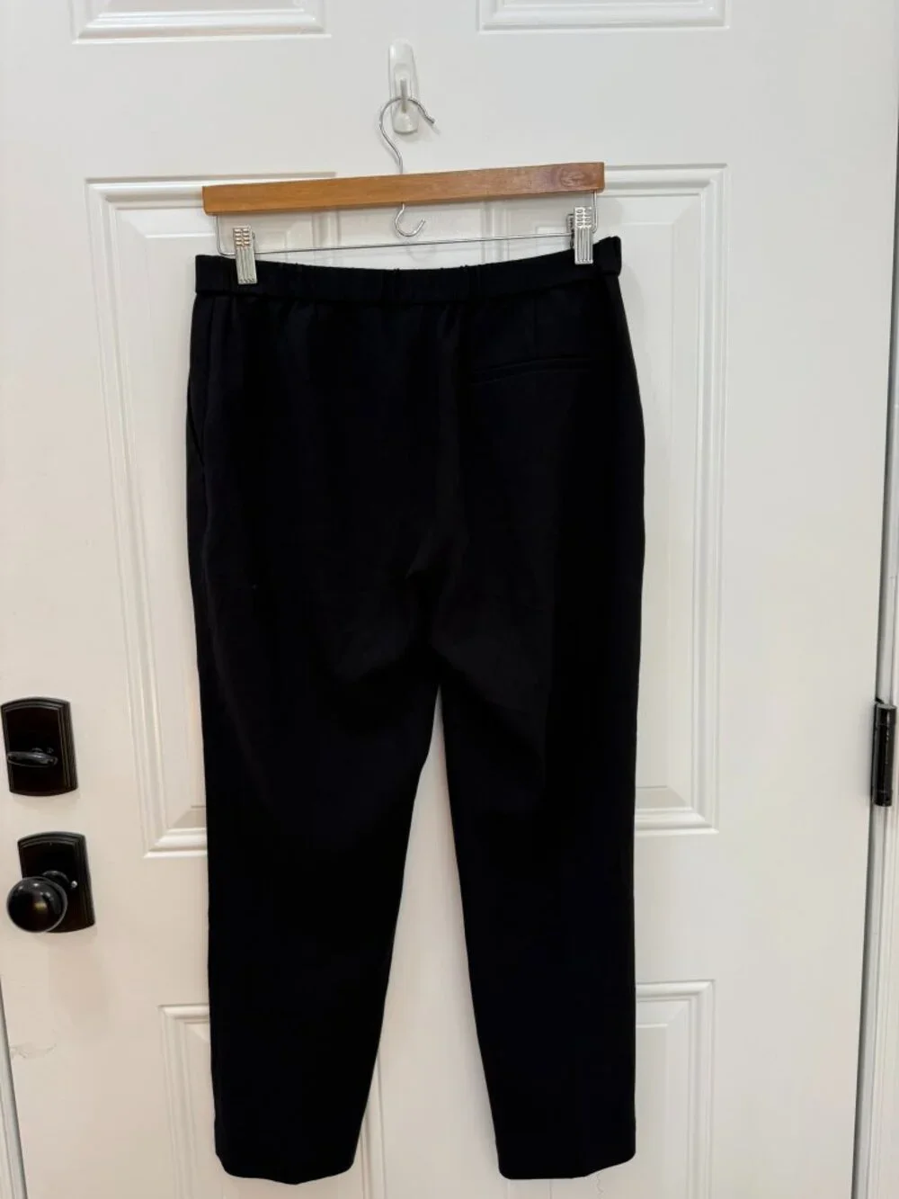 Theory Treeca Pull-On Pants Black Cropped Straight Leg Size 8